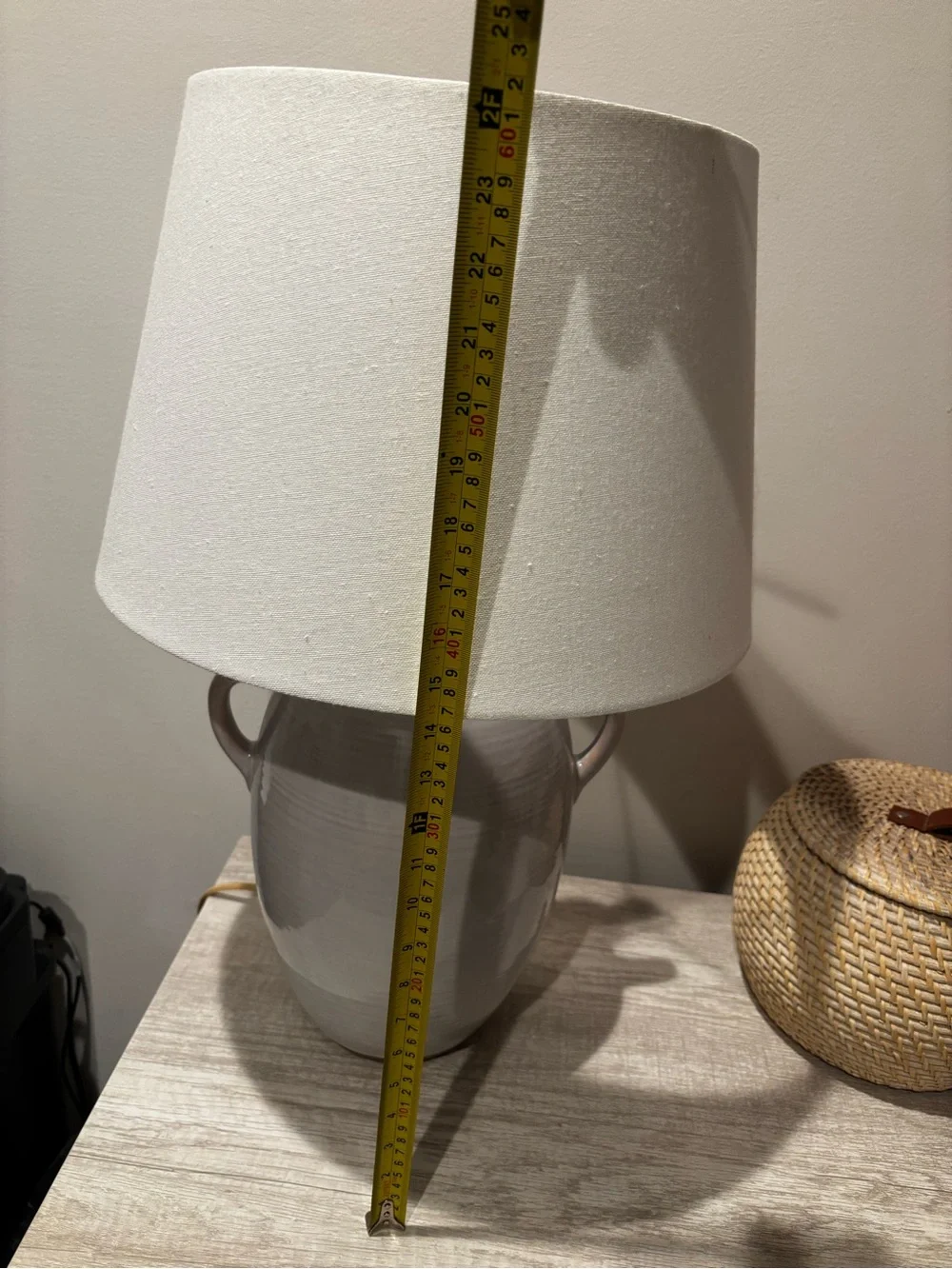 Target Gray Ceramic Two-Handled Table Lamp with White Shade